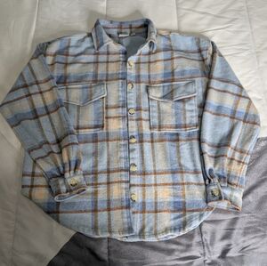 Ford Blue and Brown Plaid (Flannel) Button Up Shirt